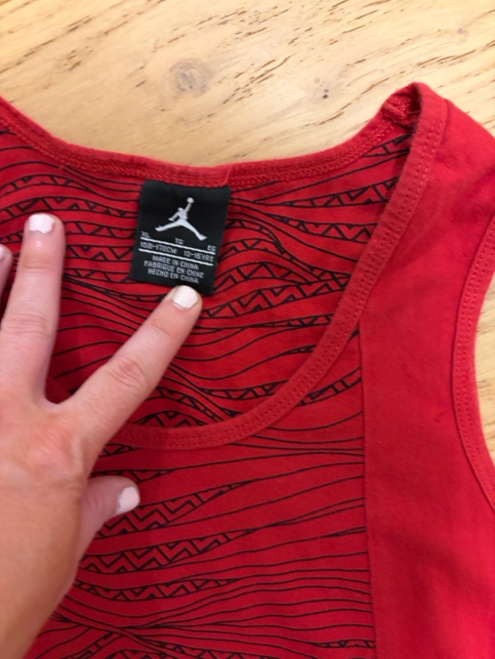 Red Jordan Tank Top with Wave Pattern - Picture 5 of 7